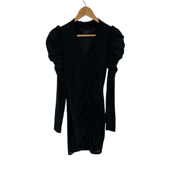 Ted Baker Women's Black Ruched Mesh Bodycon Mini Dress Size Us 2 (ted 0) $225 - Picture 3 of 11